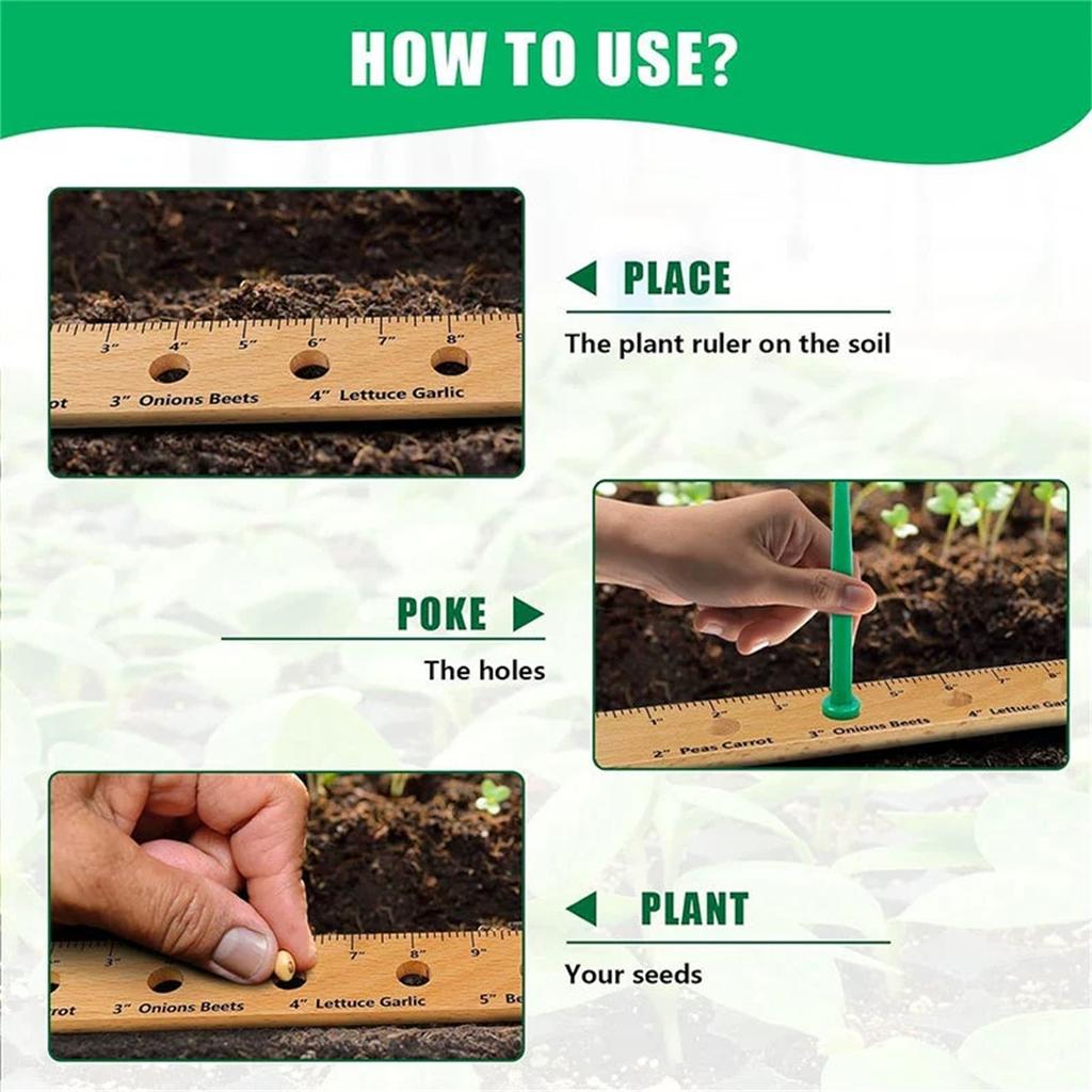 Wooden Garden Planting Ruler – Foldable Seed Spacing Tool for Vegetables, Herbs & Flowers, Easy Gardening Measure Set