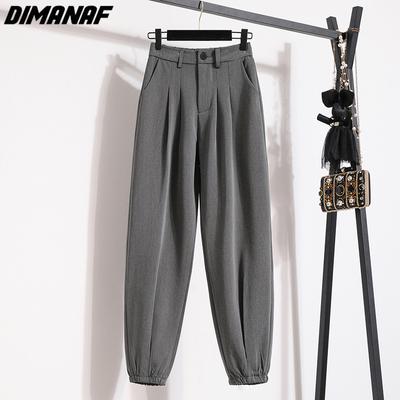 DIMANAF 2025 Plus Size Summer Long Pants Women Pants Loose Casual Female Harem Trousers Grey 5XL