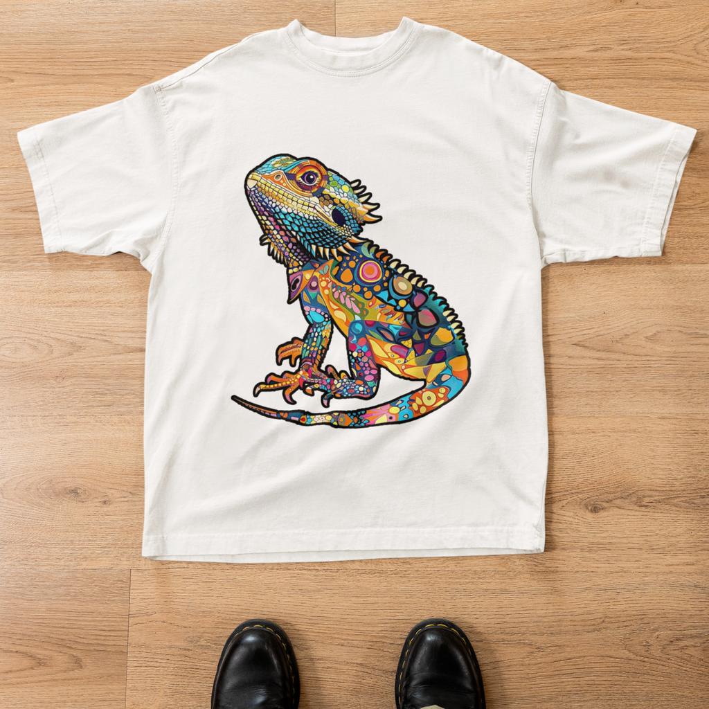 Buntes Bartagamen Eidechsen Grafik T-Shirt Reptilien Liebhaber Unisex Tee