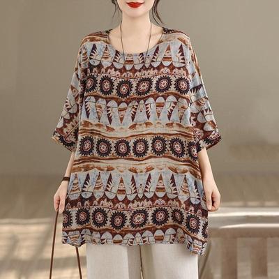 Dámské letní volné tričko s krátkým rukávem, oversized, vintage, květinové, ležérní