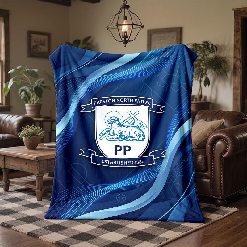Preston North End Football Print Flannel Blanket Soft Warm Sofa Bed Throw Blanket For Home Office Bedroom