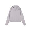 Solid Color Hooded Zip-Up Sweatshirt for Women Purple
