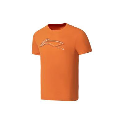 Li Ning SS22 Fitness Series Logo Solid Color Short Sleeve T-Shirt Men Tops Burnt-Orange ATSS073-8