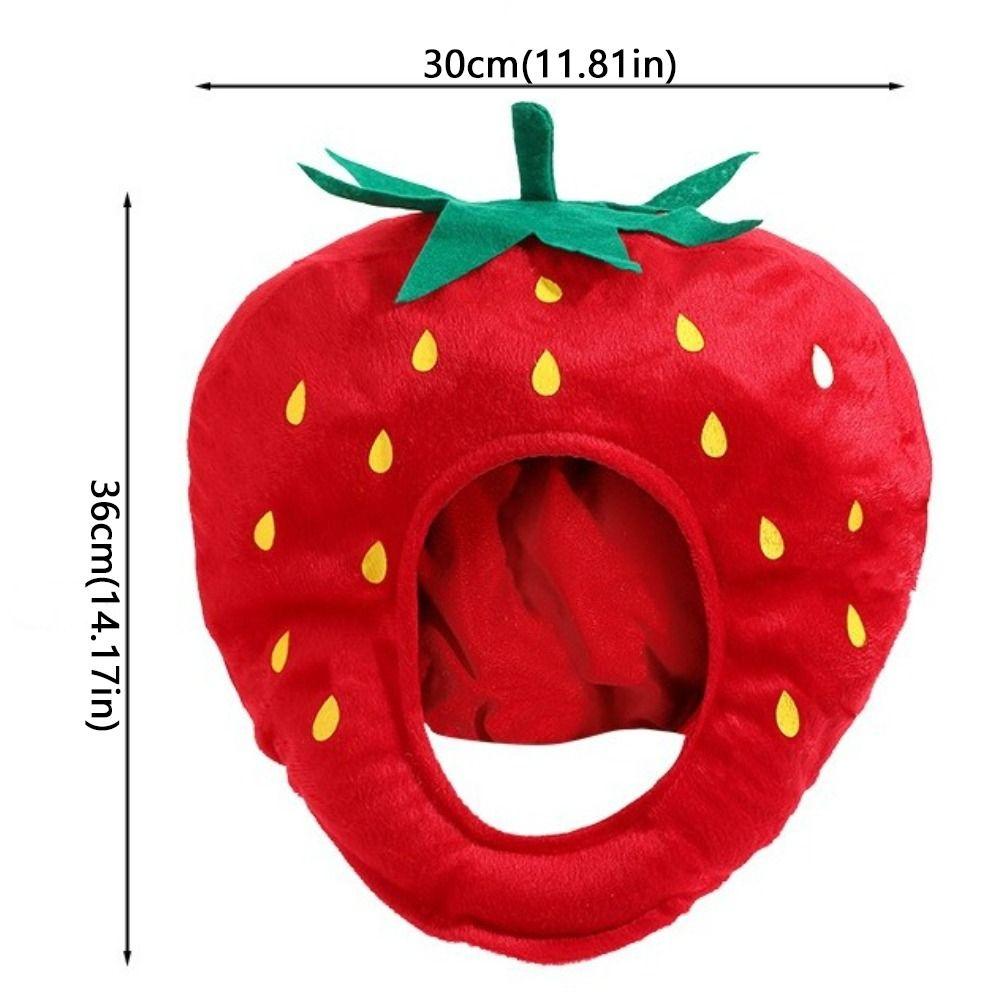 Red Plush Strawberry Hat Sweet Style Novelty Strawberry Cap Strawberry Headgear  Photography Props