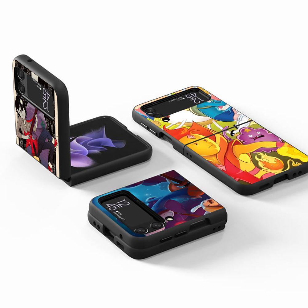 Adventure Fionna & Cake Time Case for Samsung Galaxy Z Flip4 Flip3 5G PC Hard Phone Shell Z Flip 4 3 Black Zflip4 Zflip3 Cover