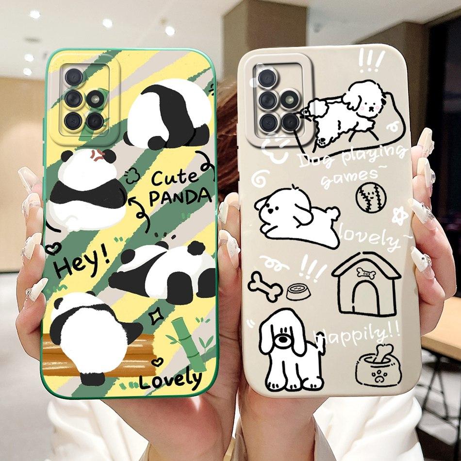 For Samsung Galaxy A71 Cute Panda Cat Cartoon Phone Case For Samsung A71 4G SM-A715F Soft Silicone Shockproof Cases