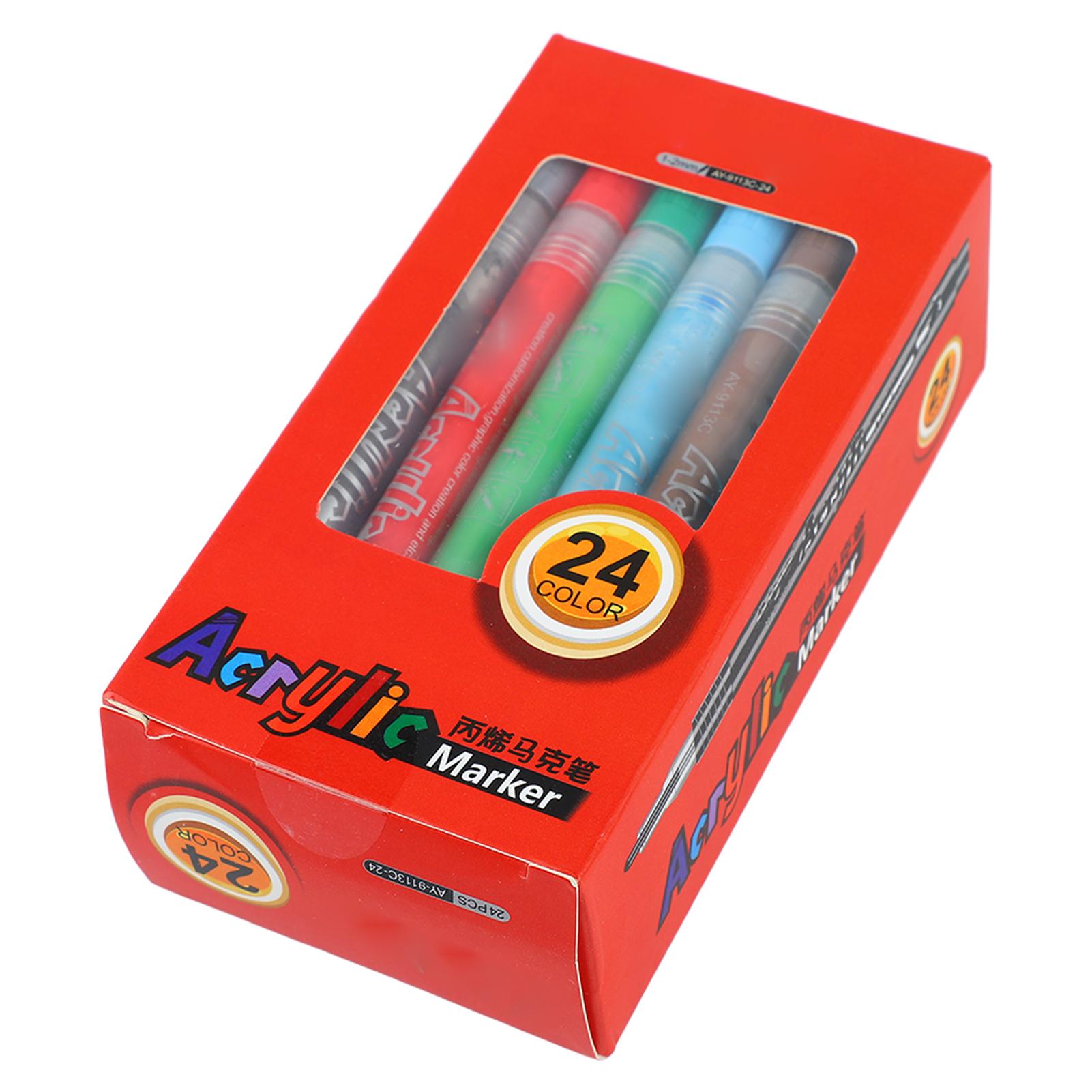 

24Pcs Acrylic Paint Markers 1 to 2mm Tip Vibrant Waterproof Quick Dry Graffiti Markers for Kids Students School