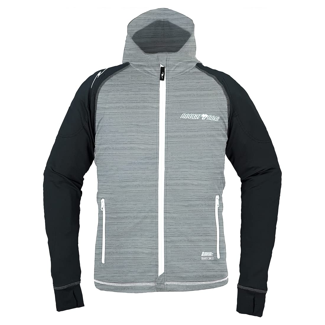

ROUGH ROAD Motorcycle Armor Hoodie with Pad Hairline RR7557AP & Jacket, Air-Thru Set, Gray/Black, XL,