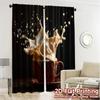 Set Of 2 Flat Printing Curtains Without Rod Creamexplosion Popular Pattern Semi Festive Kitchen Curtain Sheer For Made Polyester