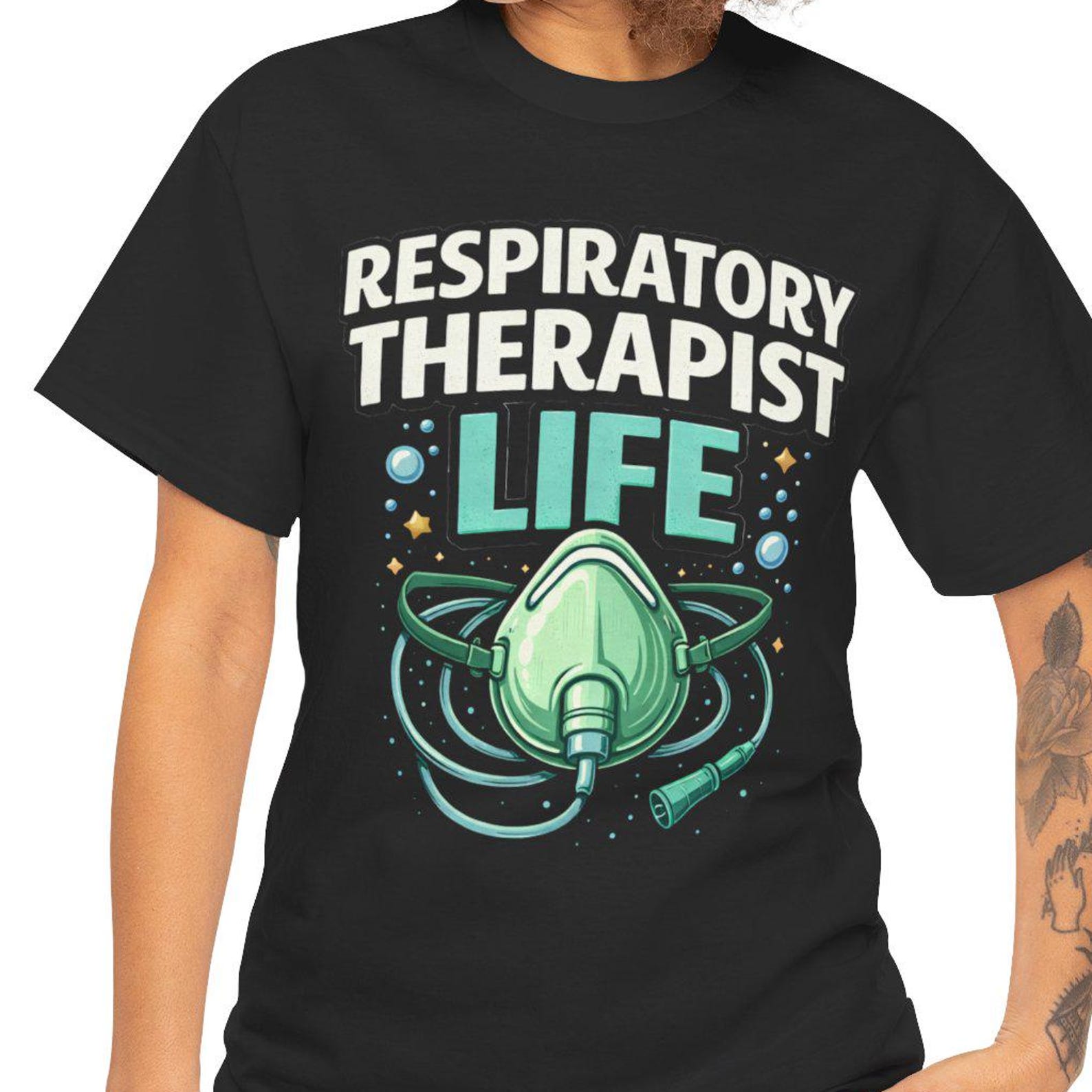 Respiratory Therapist Life Tee | Oxygen Mask Graphic Shirt M