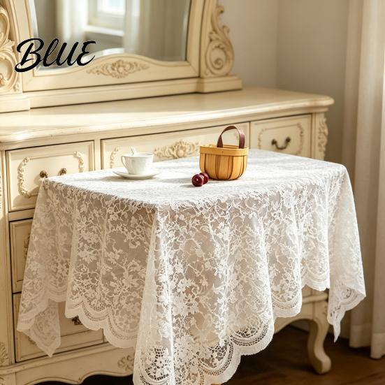 Coffee Table Cloth Furniture Surface Round Fabric Tablecloth Floral Lace Cover with Protector Scalloped Trim for Wedding Afternoon Tea