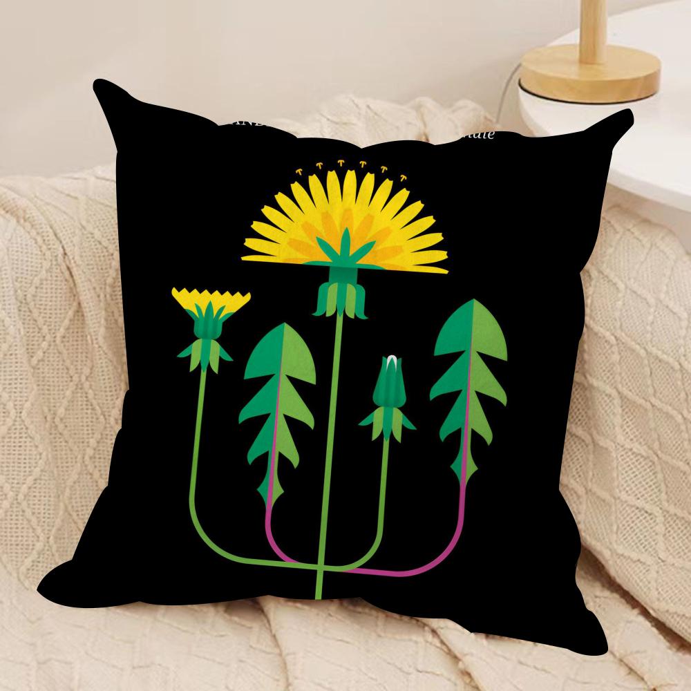 Simple Flower Art Cushion Cover Silky Short Plush Double-Sided Printed Pillow Case for Sofa All Seasons Home Decor Gift