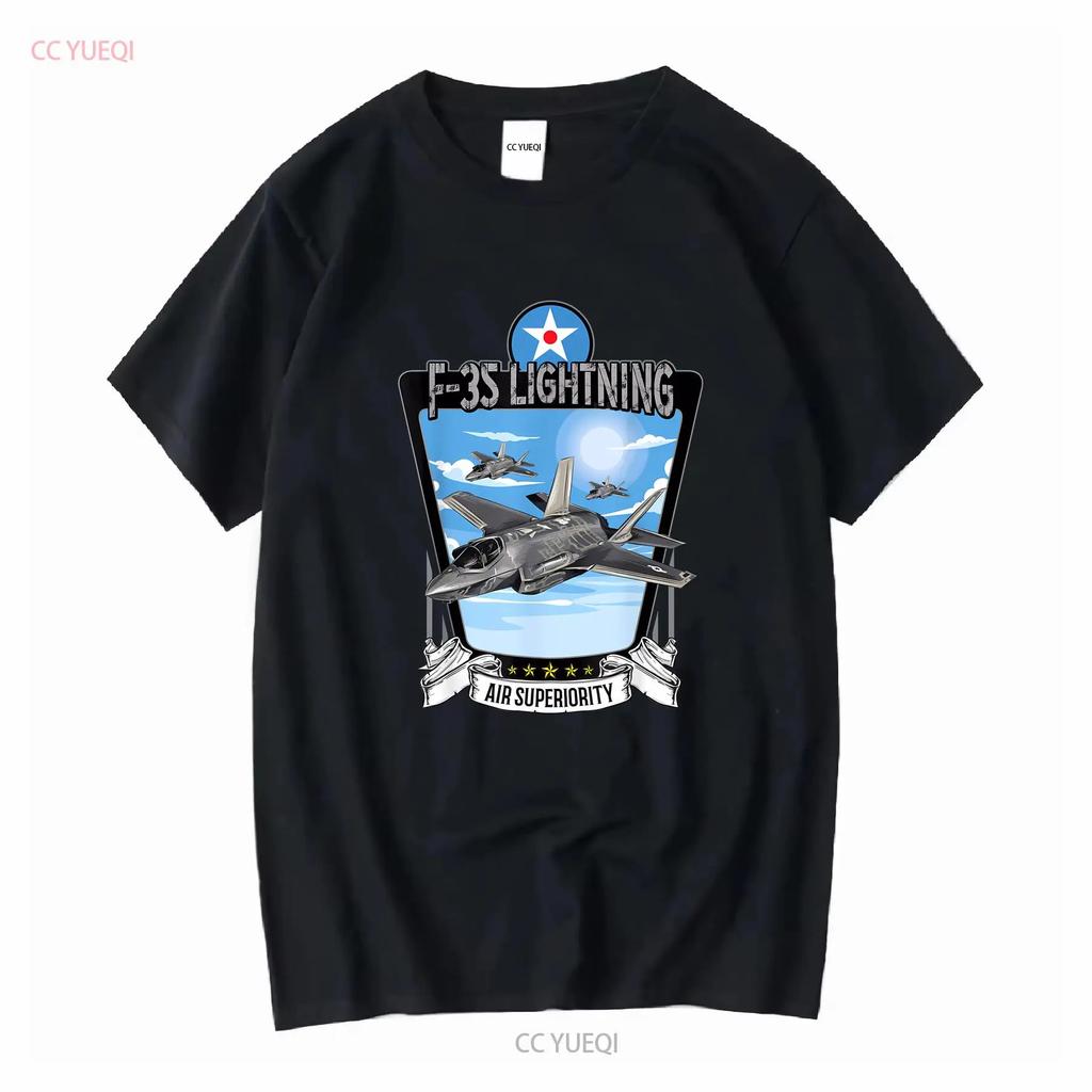 American Aircraft Stealth Fighter F35 lightning T Shirt long or short sleeves vintage Washed Versatile Casual streetwear Unisex
