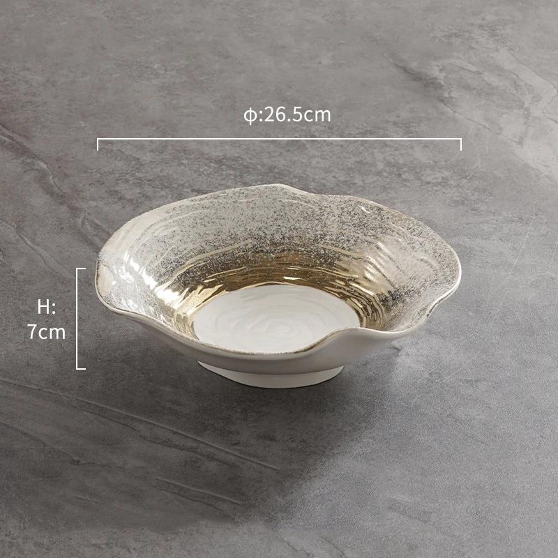 Creative Lotus Leaf Ceramic Bowls Light Luxury Restaurant Salad Dessert Bowl Retro Exquisite Fruits Plates Household Tableware