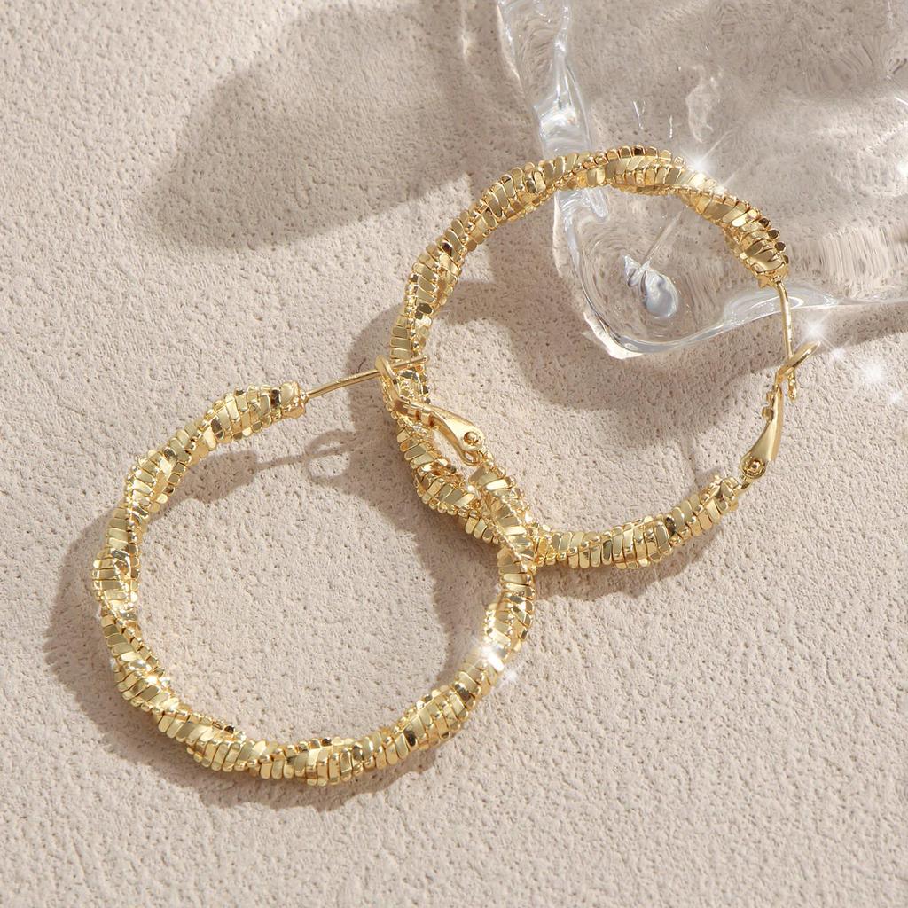 Copper Twisted Texture Gold Ear Cuff Earrings for Women