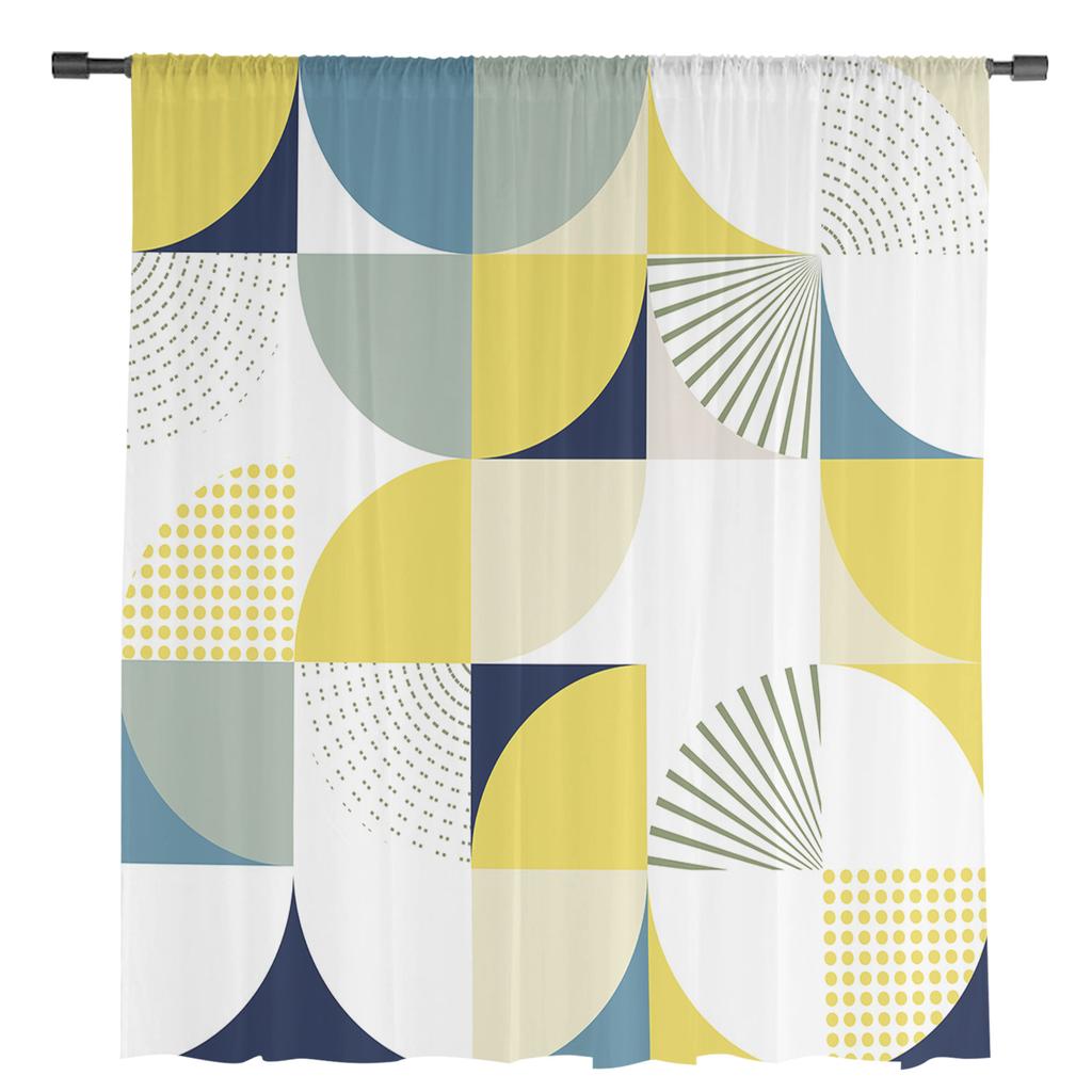 Medieval Multicolored Geometry Tulle Curtains For Living Room Bedroom Voile Sheer Window Drapes Home Decor