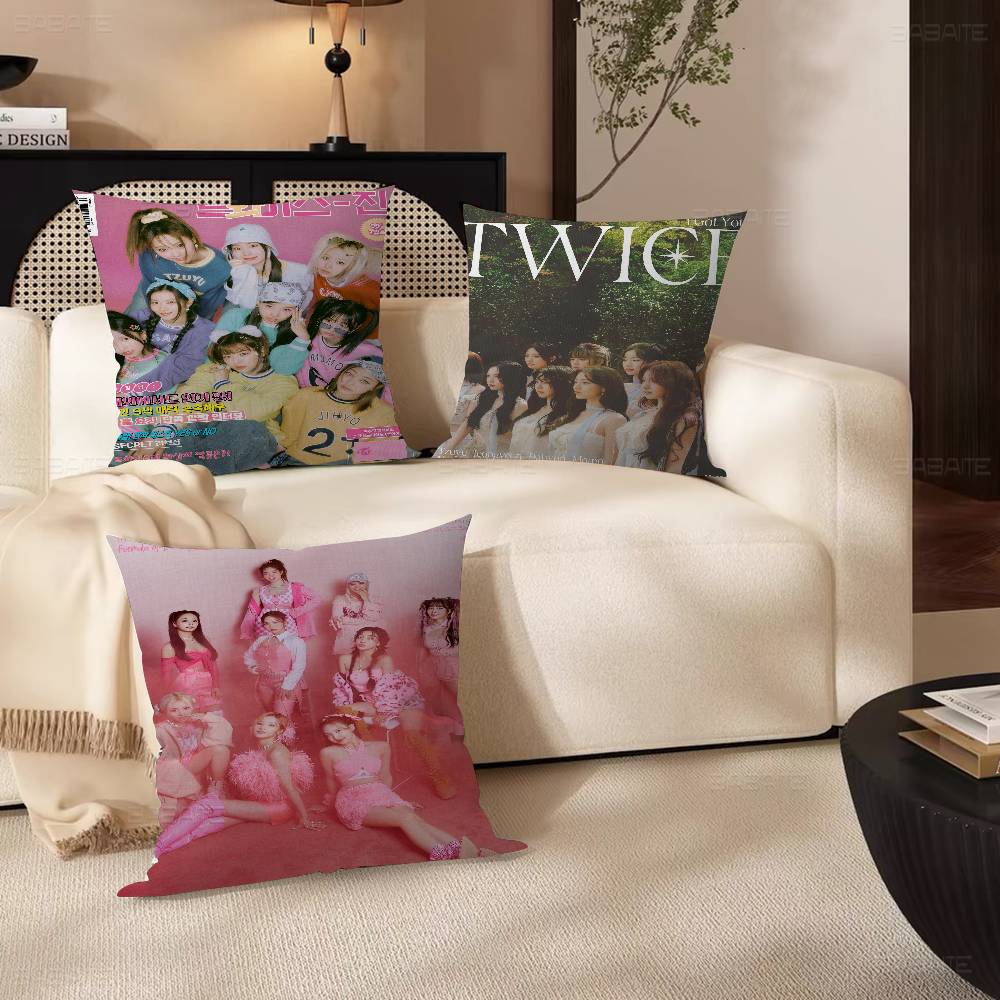 Kpop T-Twice Kudde Gåva Hemmakontor Dekoration Sovrum Soffa Bil Kuddfodral Fodral 45x45