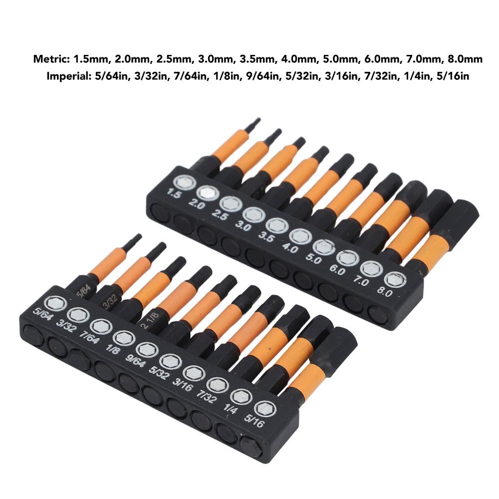 20 PCS Metric and SAE Impact Hex Bit Set  for DIY Furniture Assembly & Car Repairs