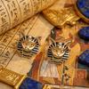 Unique Cat Pharaoh Earrings Enamel Silver Ear Studs Egyptian Style Stud Earrings  Hipster