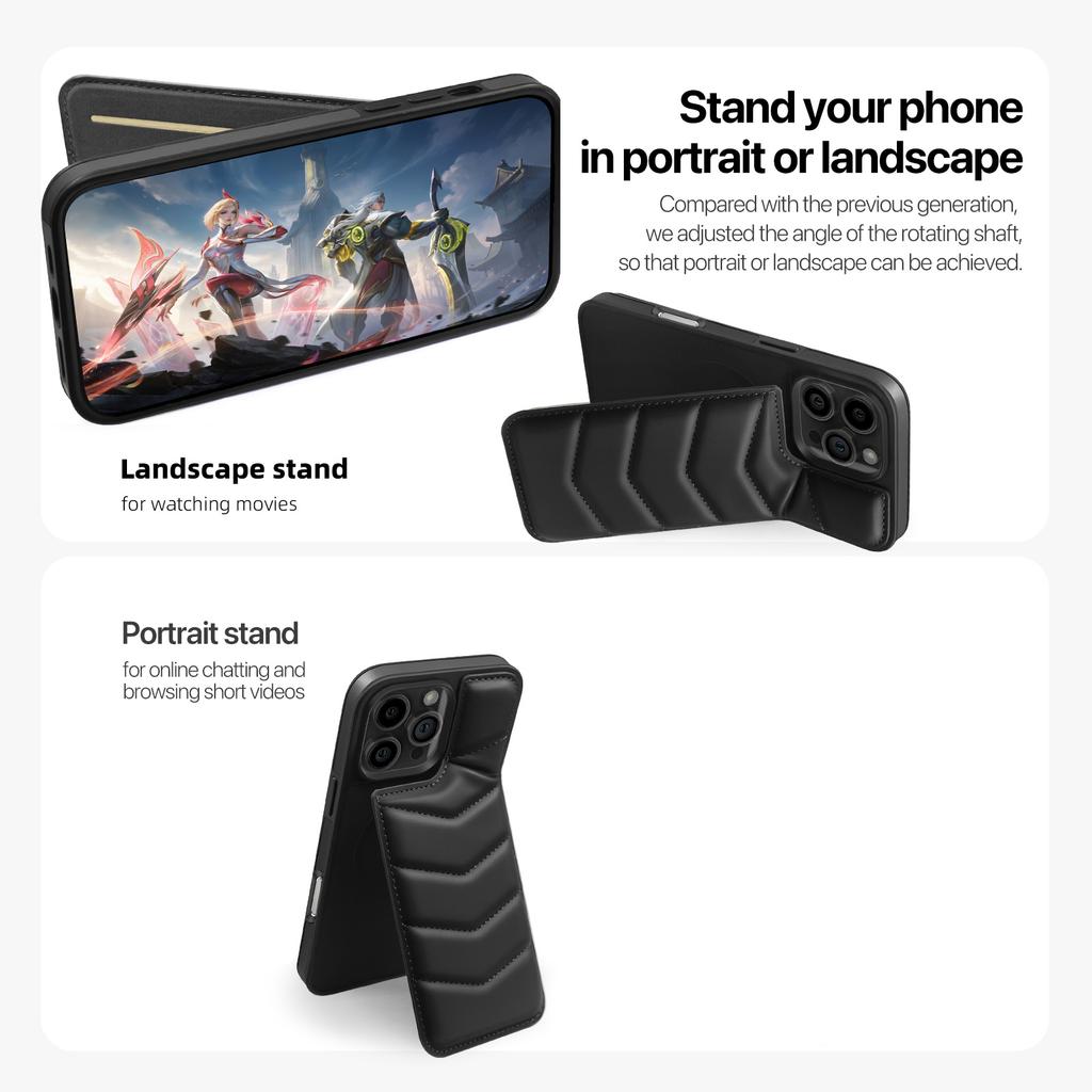 For iPhone 16 Pro Case Compatible with MagSafe RFID Blocking Card Slot Leather Back Cover