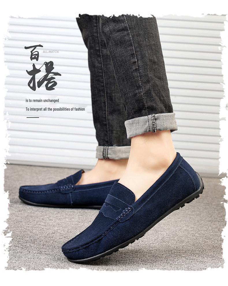 Men's Suede Slip-On Driving Shoes – Large Size, Casual British Style for Spring & Autumn