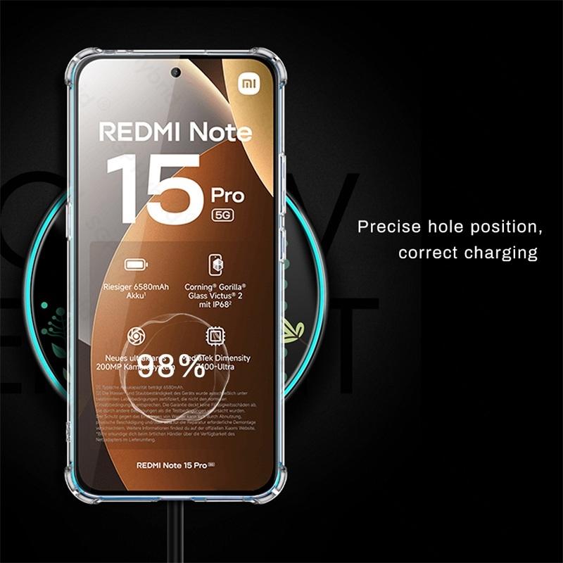 Redmy Note15Pro Transparent Case For Redmi Note 15 Pro+ Pro Plus 5G 4G Soft Silicone Airbags Shockproof Coque Note15Pro+ Note15