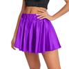 Damska Błyszcząca Rozkloszowana Plisowana Krótka Spódniczka Z Elastyczną Gumką W Pasie Na Występy Sceniczne