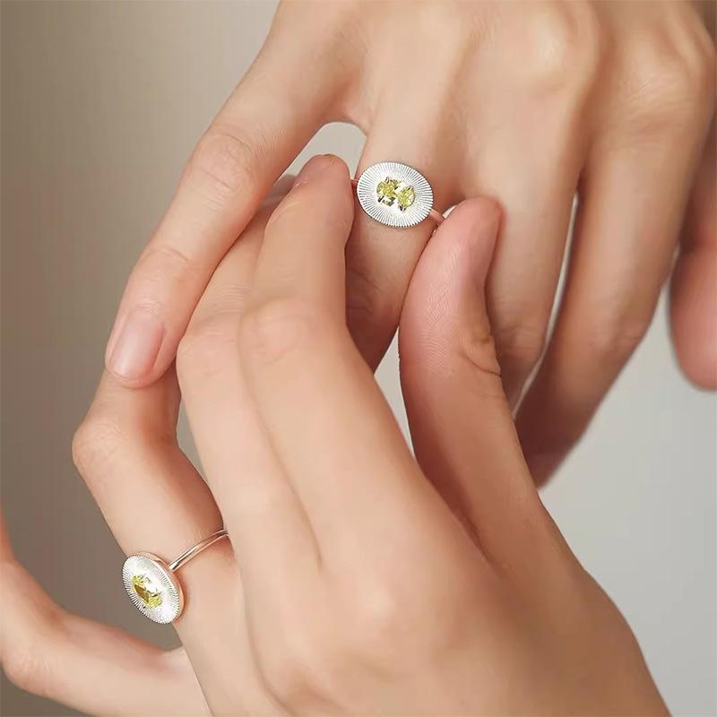 Zirkonia Børstet Ring Dame Tekstur Høy Klasse Elegant Enkel Justerbar Pekefingerring For Kjærester Kvinne Tilbehør Justerbare Ringer