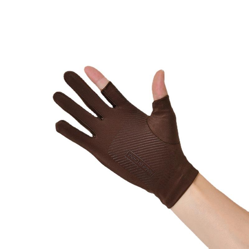 Summer breathable sunscreen ice silk non-slip driving fishing gloves