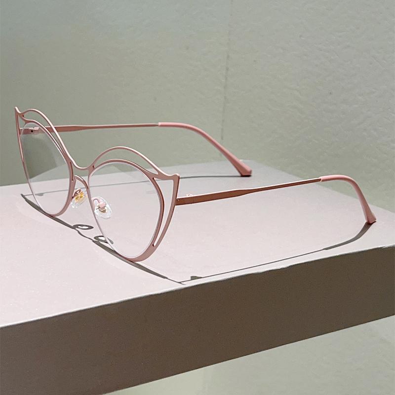 Hollowed Rim Cat Eye Glasses Women Stylish Blue Light Blocking Eyewear Trendy Luxury Brand Design Decor Optical Frames