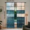 2pcs Vintage Gray & Blue Wooden Door Print Curtains - Rod Pocket Window Treatment for Bedroom   Office   Kitchen   Living Room & St