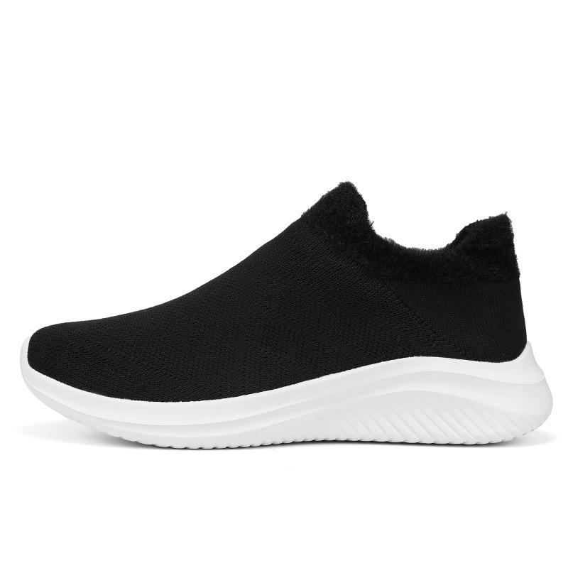 Thick-soled casual winter velvet thermal shoes lazy fly-woven mesh shoes sports hiking shoes