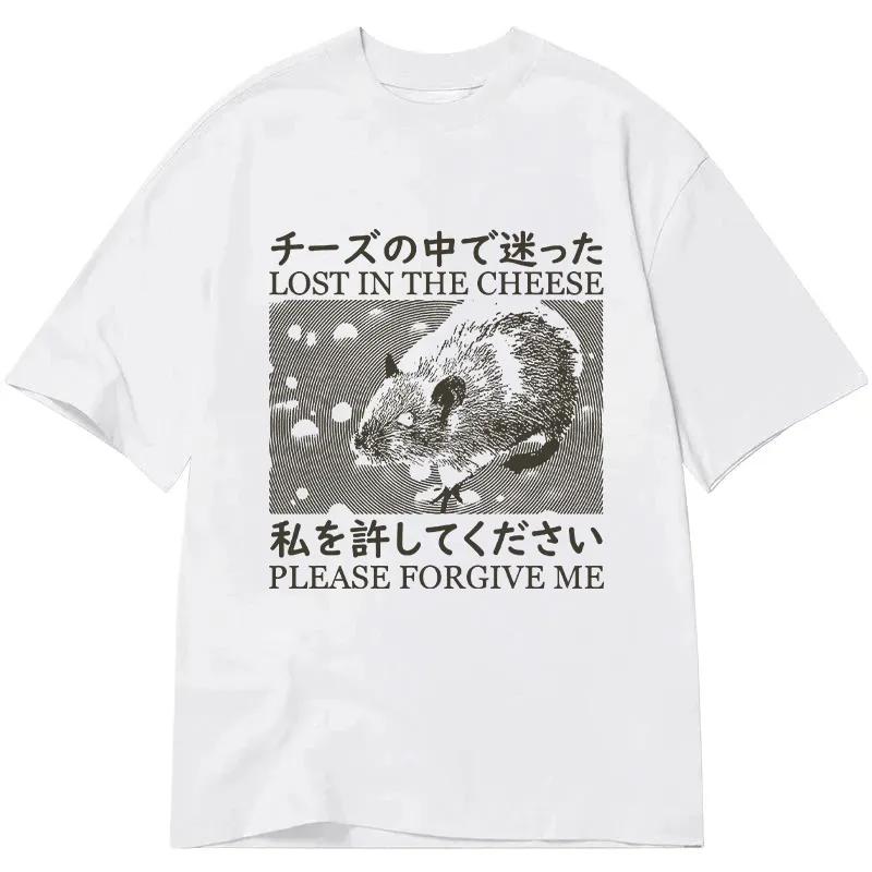 Funny Rat Meme Tshirt Unisex Unisex Grunge Aesthetic Japanese Text Print Oversized Casual Streetwear Short Sleeve Tee Tops