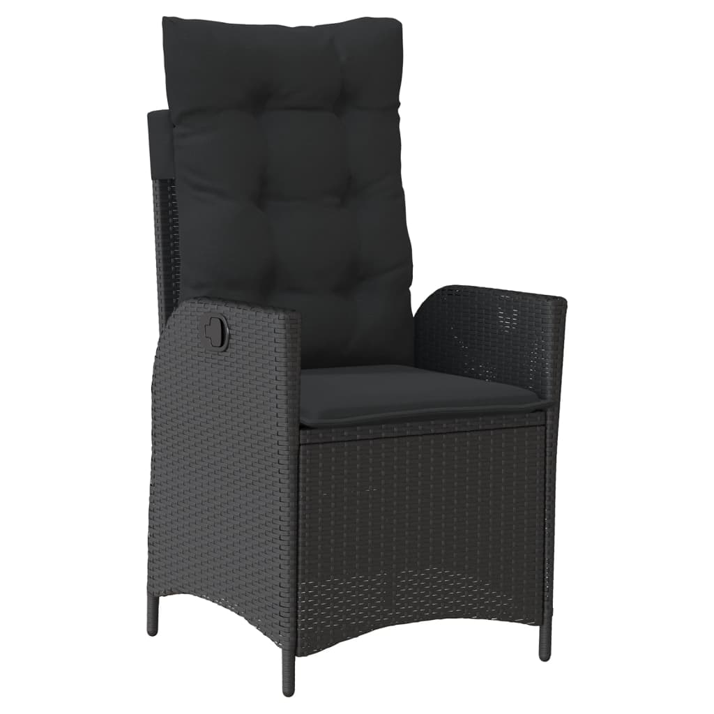 Vidaxl 7-Cz. Garden Furniture Set With Cushions, Black, Poly Rattan