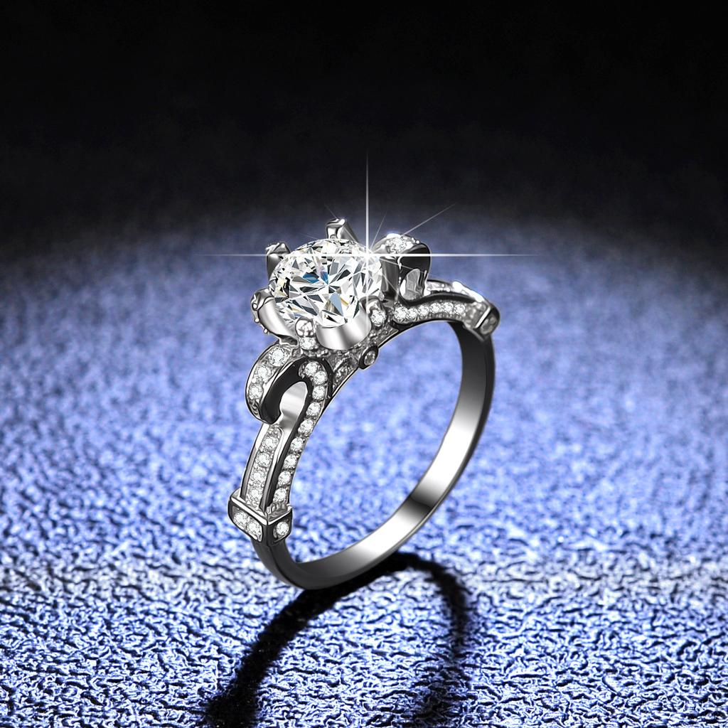 S925 Sterling Silver Ring Moissanite Ring Women's Ring Six Claws Classic Guardian Wedding Ring Proposal Diamond Ring Gift for Girlfriend