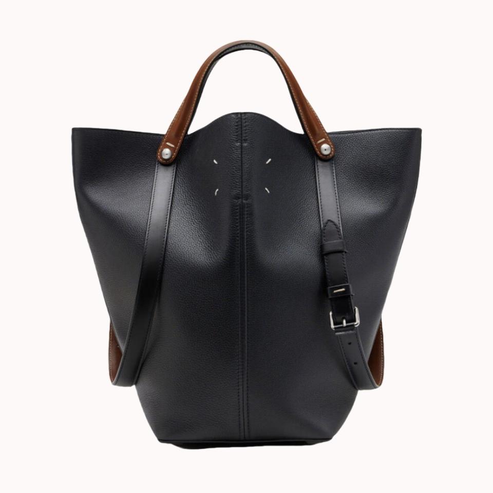 2025 New Fashion Margiela Portable Bucket Bag High-end Lychee Pattern Large Capacity Women's Basket Bag Autumn Winter Trendy PU Leather Big Tote Bag