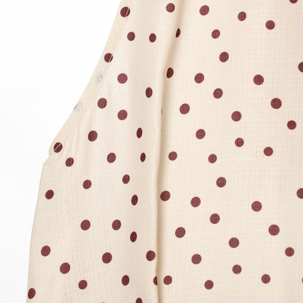 European and American style, new women's clothing, polka dot linen blended balloon version top 3911700