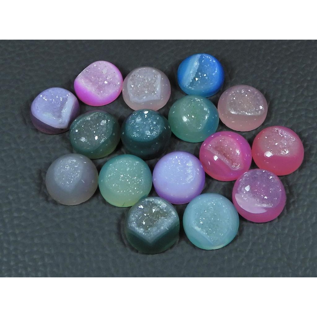 12X12 MM Natural Window Druzy Agate Round Cabochon Loose Gemstone 16 Pcs Lot C-3734