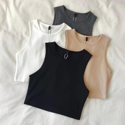 Style Vest Women's High Waist Slim Inner T-shirt for Women's Elastic Short Sleeveless Bottom Shirt for Women