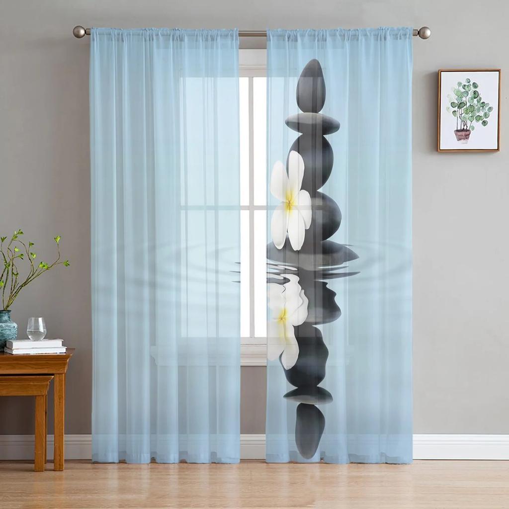Perdele transparente cu reflexie de piatră Lotus pentru sufragerie dormitor Decor pentru interior Perdele de Crăciun din voile din șifon