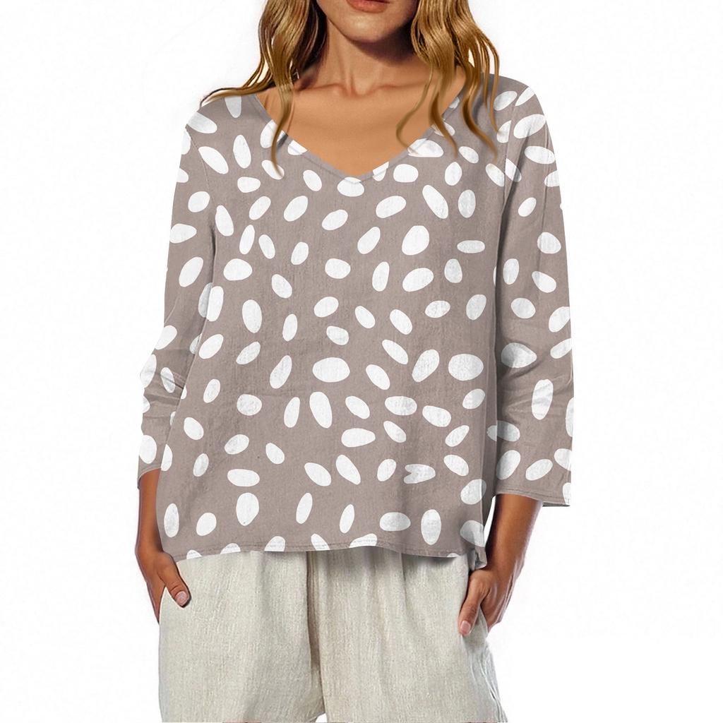 3/4 Length Sleeve Womens Tops Summer Trendy  V-Neck Blouses Dressy Casual  T-Shirt Summer Outfits Beach Vacation