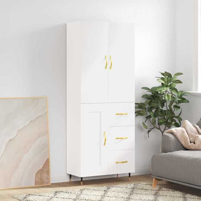 Maison Exclusive - Buffet haut Blanc 69,5x34x180 cm Bois d'ingénierie bílá