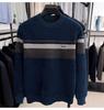 Winter Men's Plus Velvet Striped Round Neck Knit Sweater: Thick, Casual, Fashionable Trend.