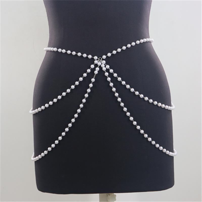 

Цепочка на талию. Простая и стильная индивидуальная жемчужная цепочка. Двусторонняя раскачивающаяся цепочка. Цепочка на талию. Украшения на талию. серебряный