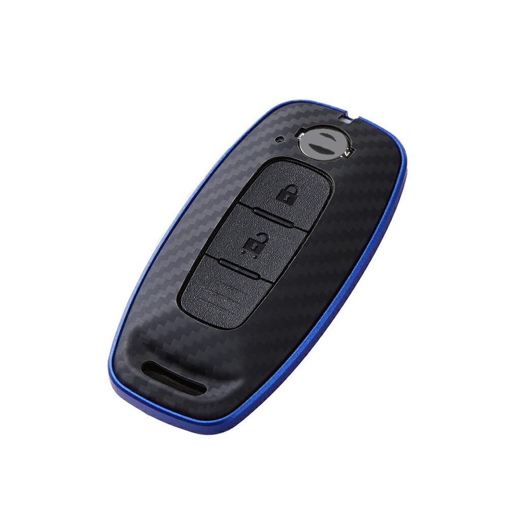 [Deff] DEEF Key Case, Aramid Fiber Case for Nissan New Intelligent Key (Matte Black/Blue), Matte Black Blue