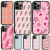 Preppy Stars Lightning Pink Celular Mobile Phone Case For iPhone 17 Air 16e 15 14 12 13 11 Pro MAX Plus Coque Fundas