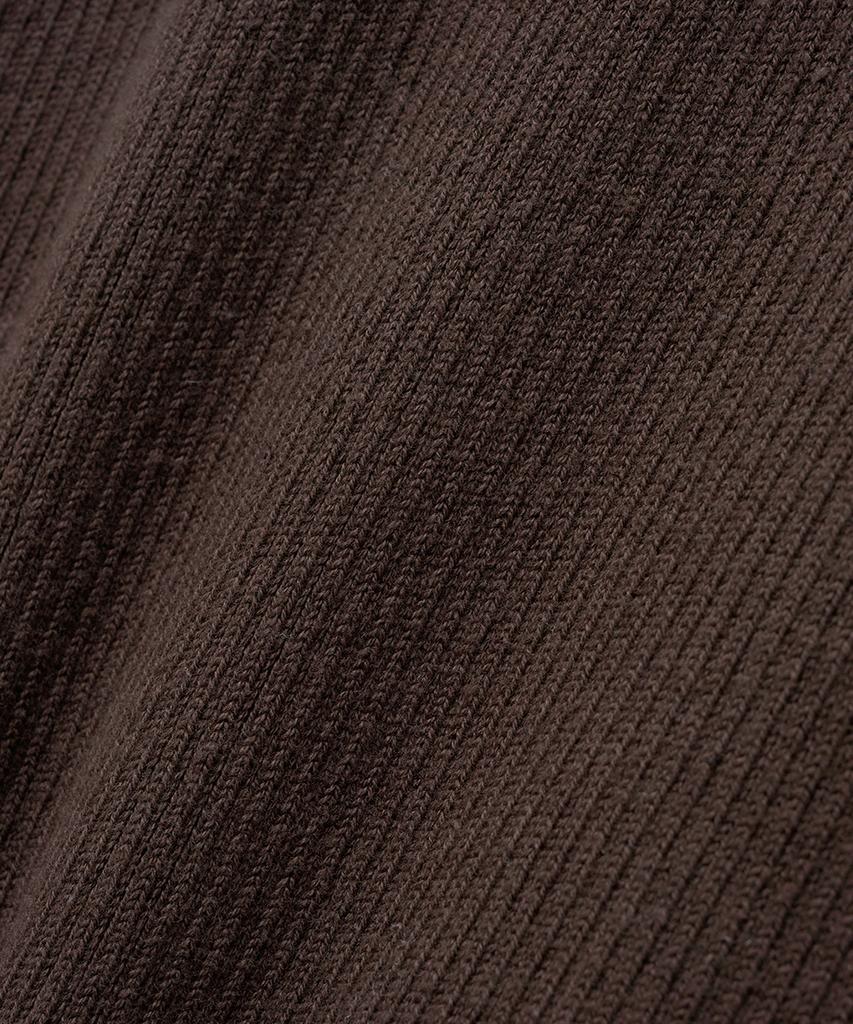 NOIRER Cotton Ribbed Henley Neck Knit (Deep Brown)