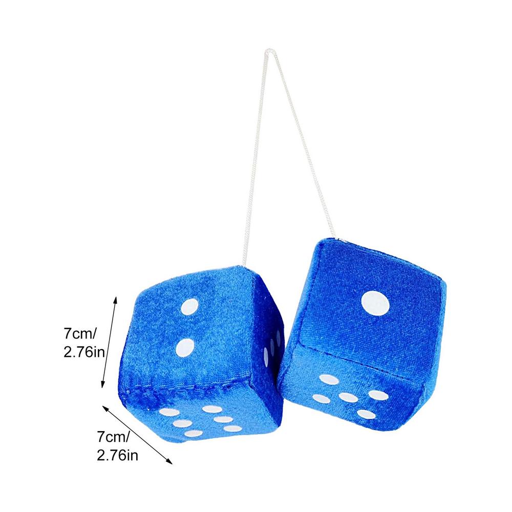 1pair Multicolor Plush Dices Car Hanging Pendant New Year Dice 3d Square Dice Model Decoration Rearview Mirrors Styling
