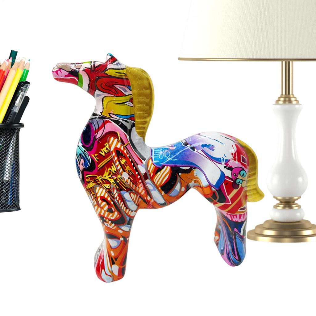 Harz Pferde Skulptur Ornamente Bunte Sammlerfiguren Pferde Desktop Dekorationen für Zuhause Wohnzimmer Büro