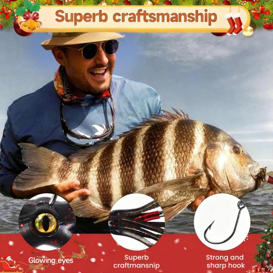 Kalendarz Adwentowy Wędkarski 2025 Kalendarz Odliczający do Świąt Bożego Narodzenia z 24 Przynętami 24 Dni Zestaw Przynęt Wędkarskich dla Mężczyzn Taty Nastolatków Wędkarzy